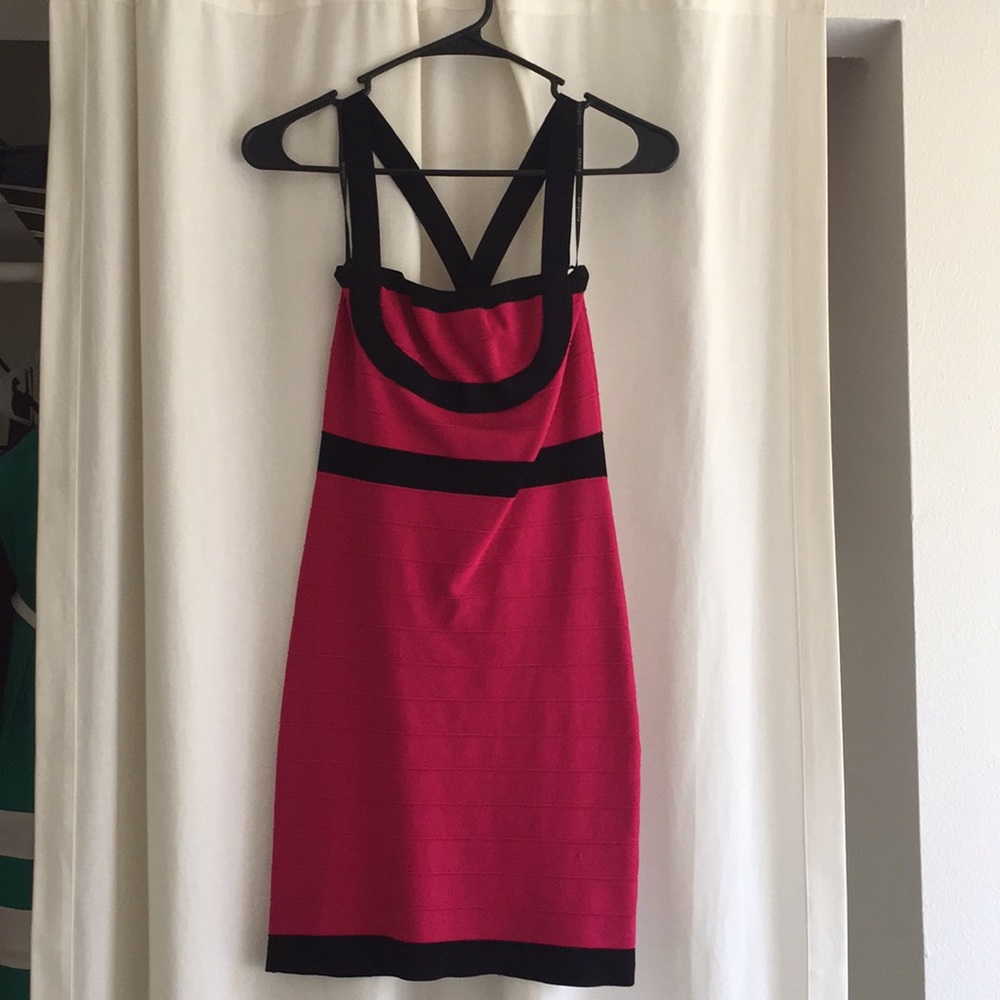 Sexy Bebe cross back black and pink dress
